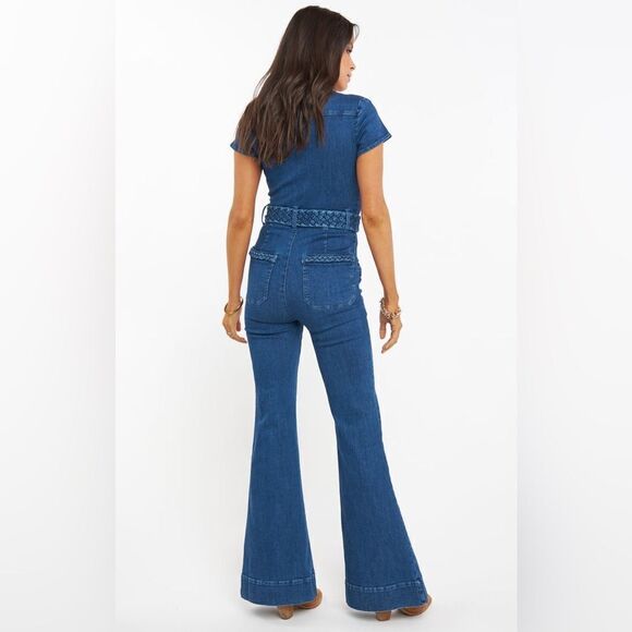 NWT Show Me Your Mumu Heartland Jumpsuit Braided True Blue - Picture 6 of 13
